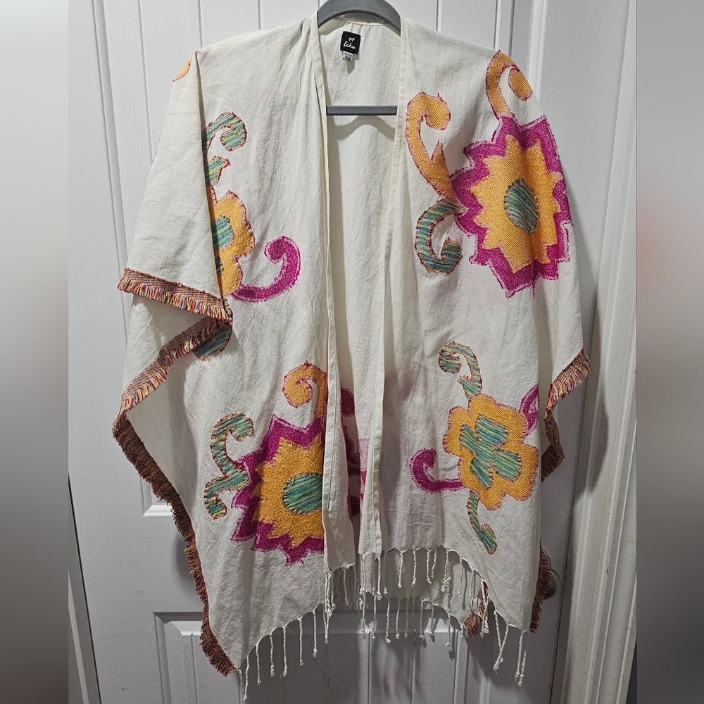 Echo Floral Embroidered Fringed Wrap. Little Spot On It. Little Visible.